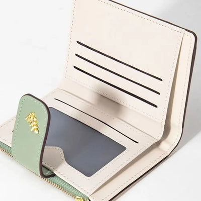 Floral Charm Wallet with Zipper Coin Pocket Card Slots - WO2MEN