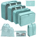Nine Piece Travel Packing Cube Set for Luggage Storage - Lake Blue