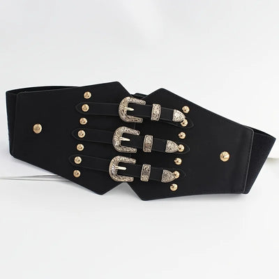 Corset Belt with Elastic Waist And Buckle Straps
