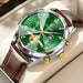 Chronograph Watch for Everyday Precision and Style - Gold Green