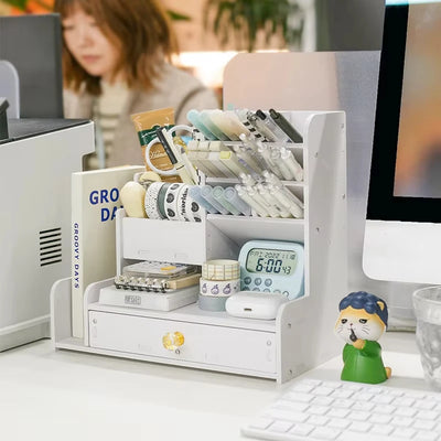 Graceful Desk Organizer With Multi Drawers And Tray
