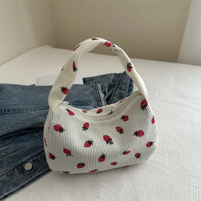 Strawberry Print Shoulder Bag Mini Purse Elegant