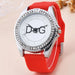 Crystal Bezel Watch with Sparkling Ring Detail - Red