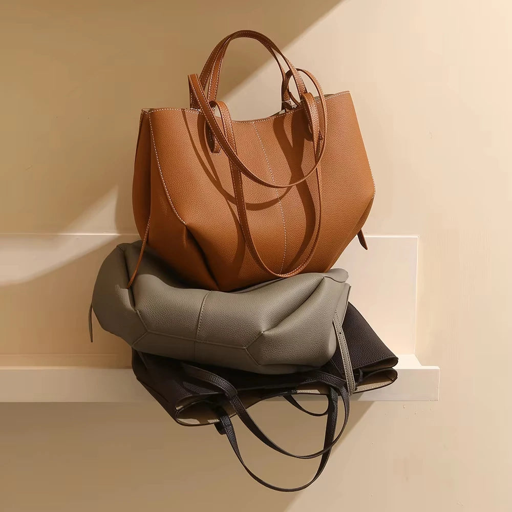 Bucket Bag with Top Handles and Spacious Interior