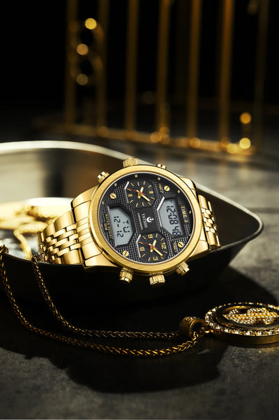 Mens Triple Movement Watch Oversized 54mm Dial