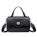 Enveloped Top Handle Bag With Classic Metal Clasp Charm - Black