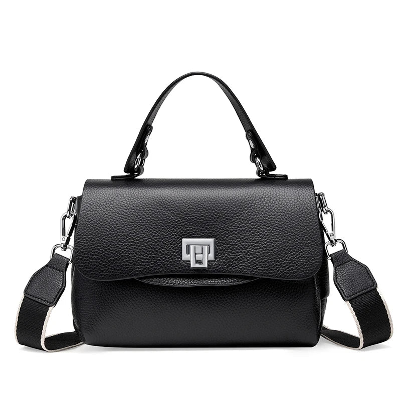 Enveloped Top Handle Bag With Classic Metal Clasp Charm