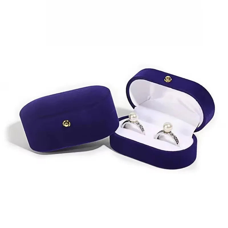 Velvet Ring Box with Wider Slot for Two Rings Display