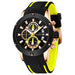 Chronograph Watch with Silicone Strap for Active Wear - Black Yellow