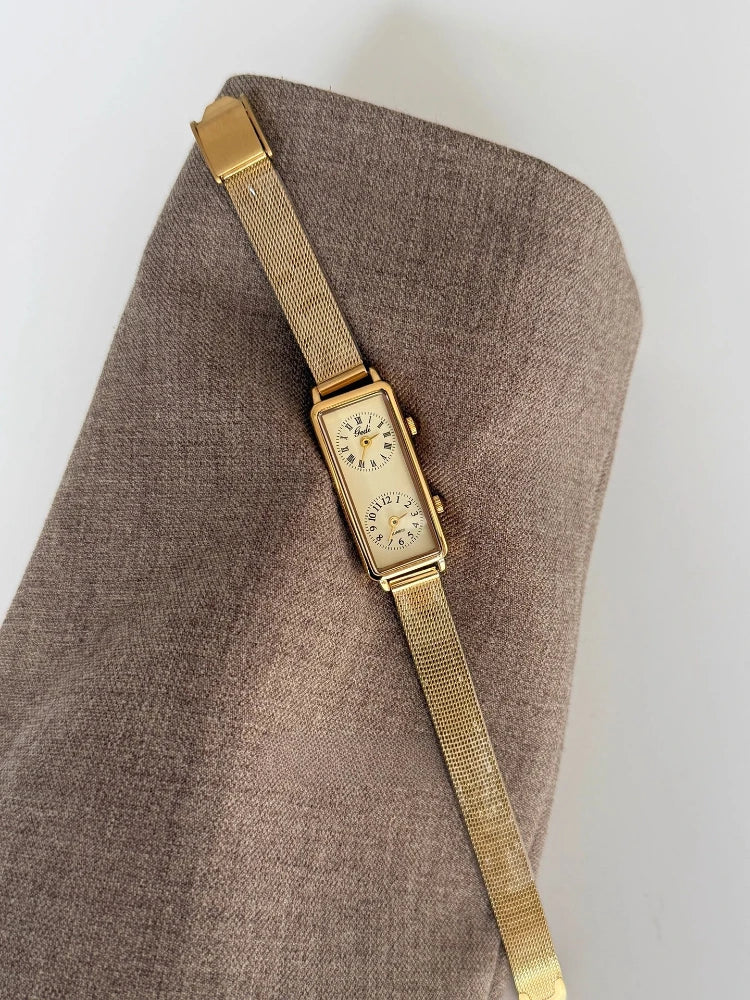 Watch Dual Movement Rectangular Dial Couture Timepiece - WO2MEN