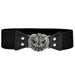 Luxurious Leaf Buckle Belt with Wide Strap Adjustable - Black V14