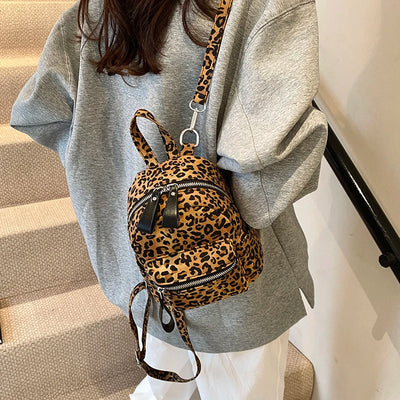 Leopard Print Backpack for Everyday City Travel Style - WO2MEN