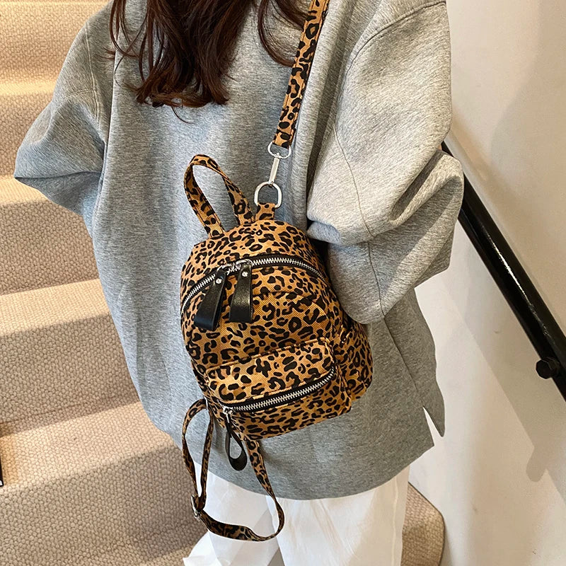 Leopard Print Backpack for Everyday City Travel Style - WO2MEN