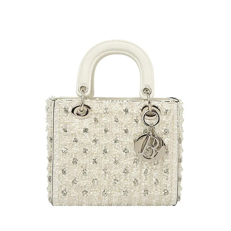 Pearl Embellished Crossbody Bag With Top Handle Chic