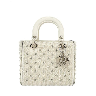 Pearl Embellished Crossbody Bag With Top Handle Chic