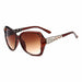 Square Sunglasses Crystal Embellished Temple Frame - Tea