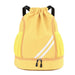 Drawstring Gym Backpack with Side Mesh Pockets - Yellow