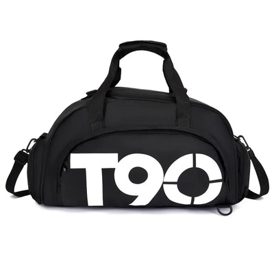 Travel Duffle Bag with Bold Logo Print for Gym - Black