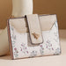 Floral Charm Wallet with Zipper Coin Pocket Card Slots - Khaki