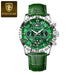 Cosmic Chronograph Timepiece With Night Sky Dial Design - Silver Green