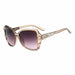Square Sunglasses Crystal Embellished Temple Frame - Champagne