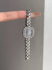 Oval Dial Quartz Watch with Bracelet Style Accessory - One