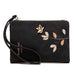 Wallet With Bird Tree Pattern Floral Zipper Clutch - Black