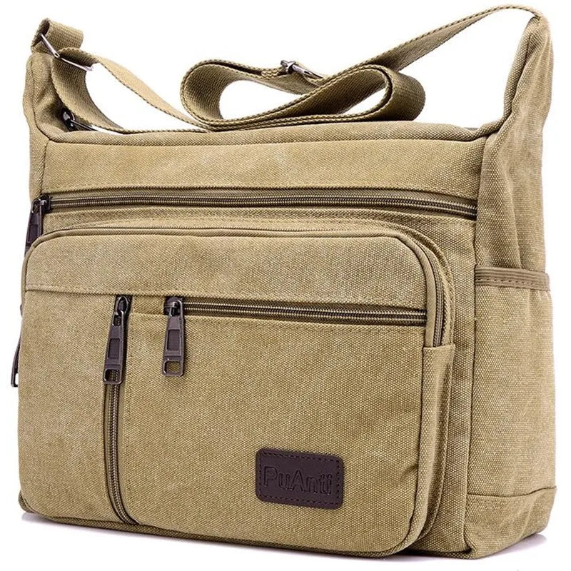 Canvas Crossbody Bag Multi Pocket