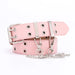 Women Double Ring Eyelet Belt for Dress Jeans - Pink