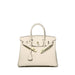 Lock Buckle Pebbled Tote With Structured Silhouette - Milkshake White