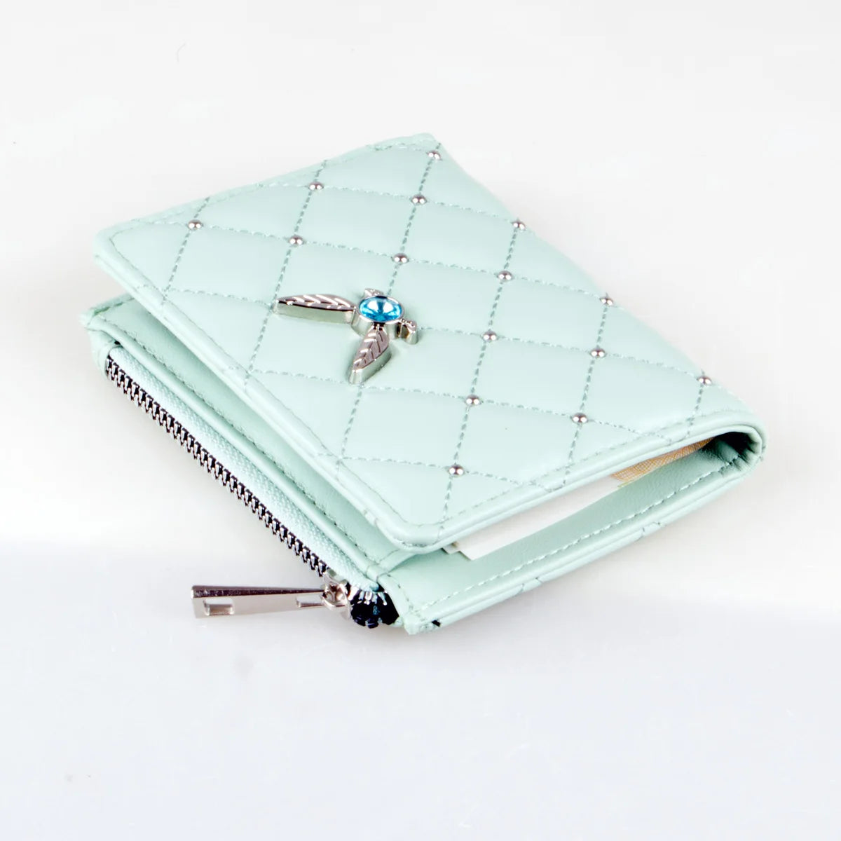 Quilted Wallet Twofold with Jewel Accent Card Holder - WO2MEN