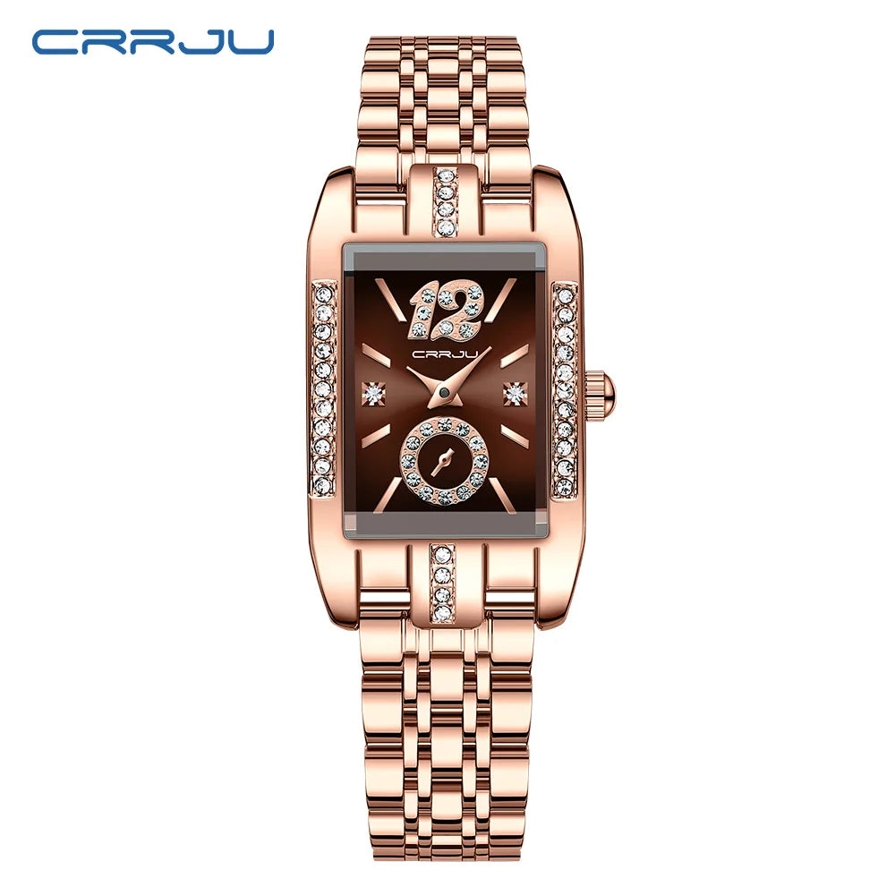 Rectangular Dial Diamond Embellished Timepiece Deluxe