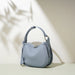 Handbag Crescent Shape Shoulder Bag with Double Zipper - Blue