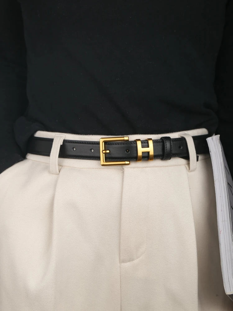 Belt with Square Buckle Adjustable for Trousers