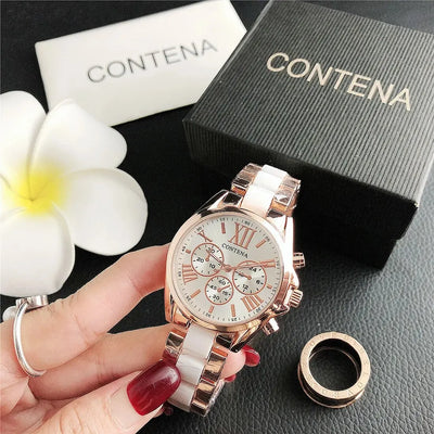 Elegant Chronograph Bracelet Timepiece With Roman Dial