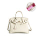 Lock Buckle Pebbled Tote With Structured Silhouette - Pearl Grey and Pink