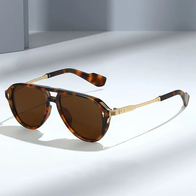Retro Pilot Sunglass with Double Bridge UV400