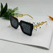 Oversized Square Sunglasses UV400 Protection Retro - Black