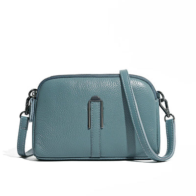 Genuine Leather Crossbody Bag with Front Strap