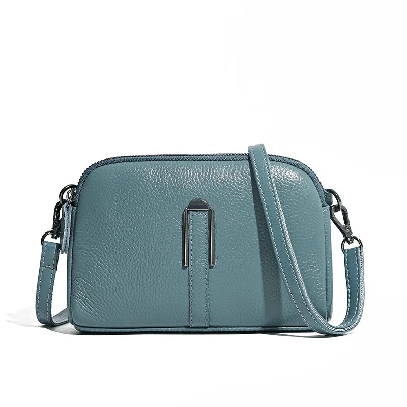 Genuine Leather Crossbody Bag with Front Strap