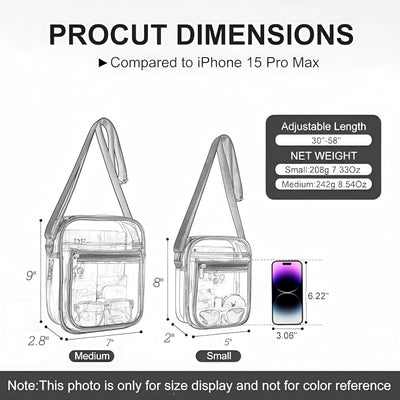 Stadium See Through Crossbody Bag for Events Security
