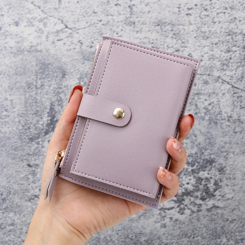 Graceful Slim Card Wallet with Snap Closure and Coin