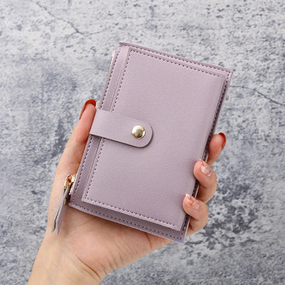 Graceful Slim Card Wallet with Snap Closure and Coin