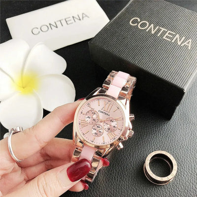 Elegant Chronograph Bracelet Timepiece With Roman Dial