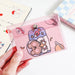 Transparent PVC Card Case Wallet with Chain Clip - Pink