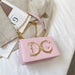 Ornate Letter Emblem Mini Bag With Chain For Evening - Pink