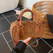 Leopard Bowler Bag With Detachable Crossbody Strap - Coffee