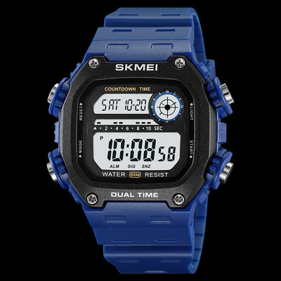 Digital Stopwatch Watch with Dual Time Functionality - Blue