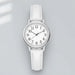 Quartz Watch with Simple Dial And Leather Strap - White