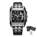 Chronograph Watch Square Dial with Calendar Date - All Black